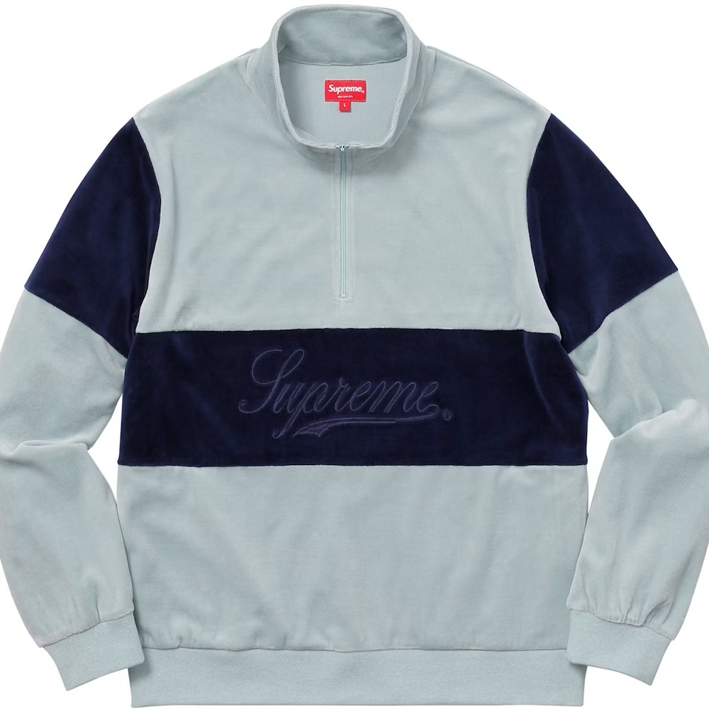 Supreme Colorblock Velour Quarter-Zip Pullover – Size M